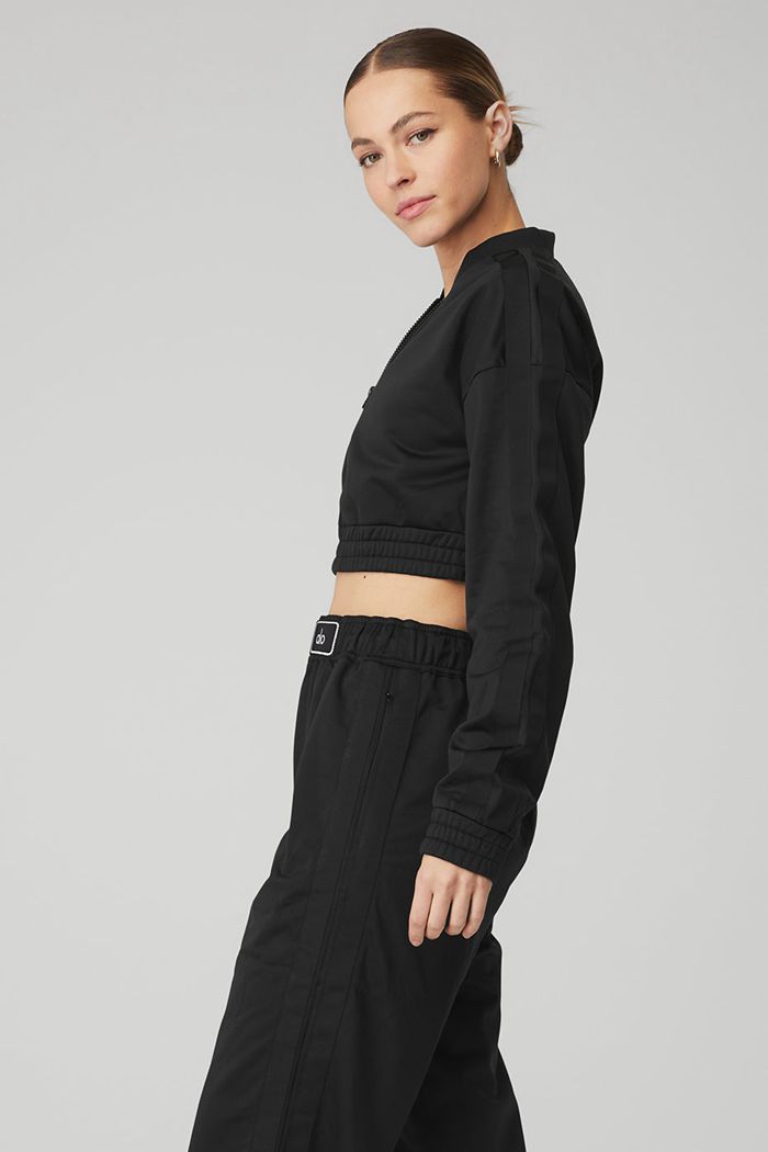 Alo Yoga Cropped Prizewinner Women's Jackets Black | 49QECYUSR