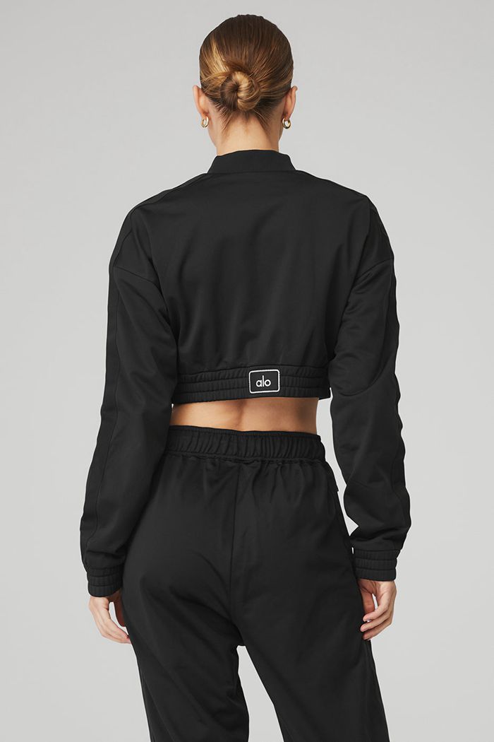 Alo Yoga Cropped Prizewinner Women's Jackets Black | 49QECYUSR