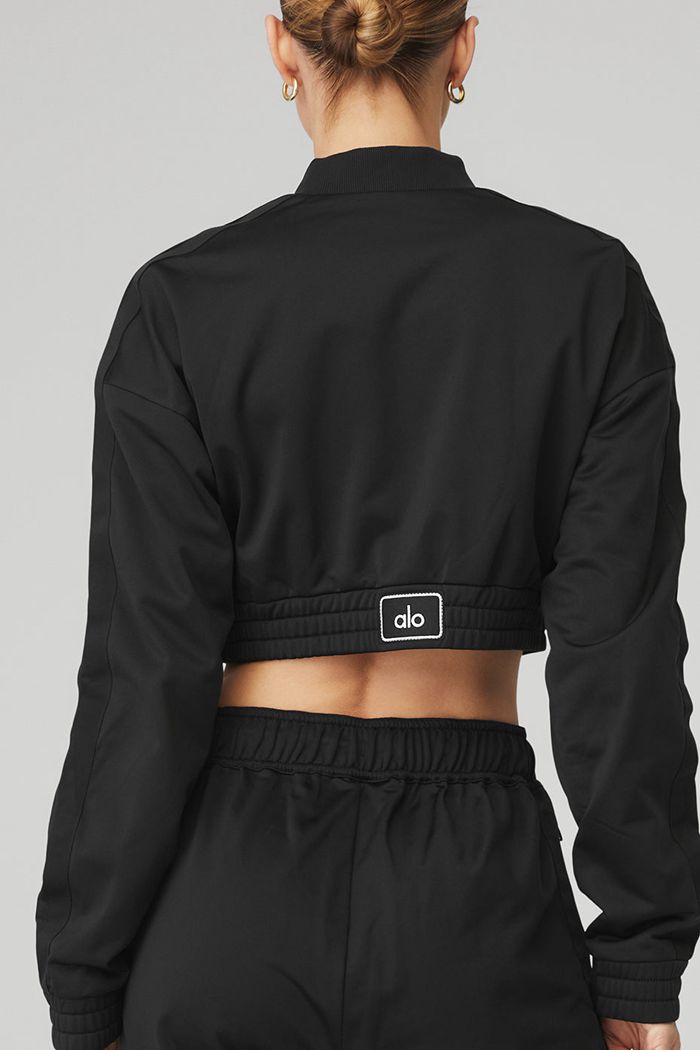 Alo Yoga Cropped Prizewinner Women's Jackets Black | 49QECYUSR