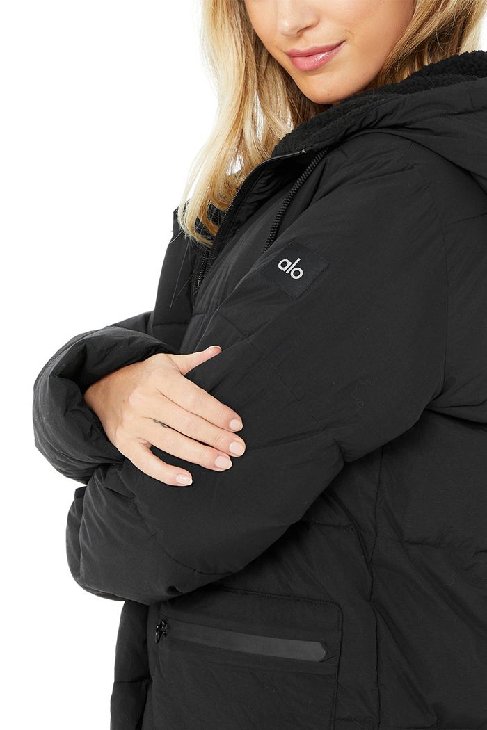 Alo Yoga Cypress Puffer Women's Jackets Black | 51OXSTZAI