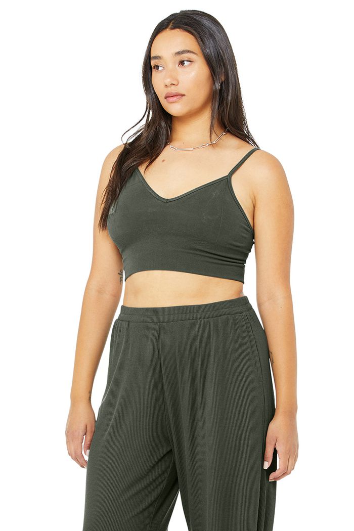 Alo Yoga Delight Bralette Women's Bras Dark Green | 92NFYCMUO