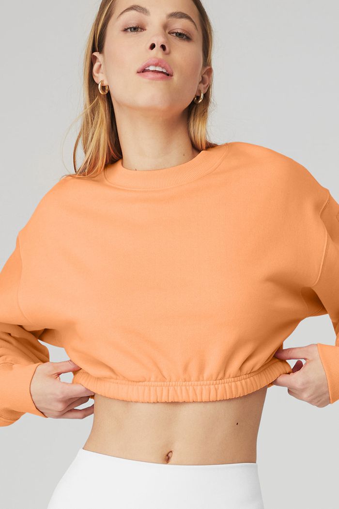 Alo Yoga Devotion Crew Neck Women's Pullover Orange | 25XMKRSUT