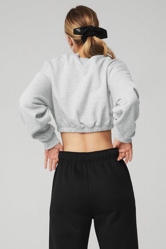 Alo Yoga Devotion Crew Neck Women's Pullover Grey | 53EPGQTBS