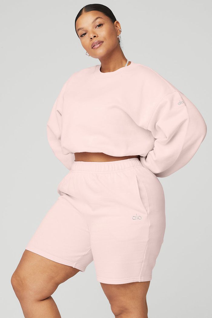 Alo Yoga Devotion Crew Neck Women's Pullover Pink | 97VPUHGZF