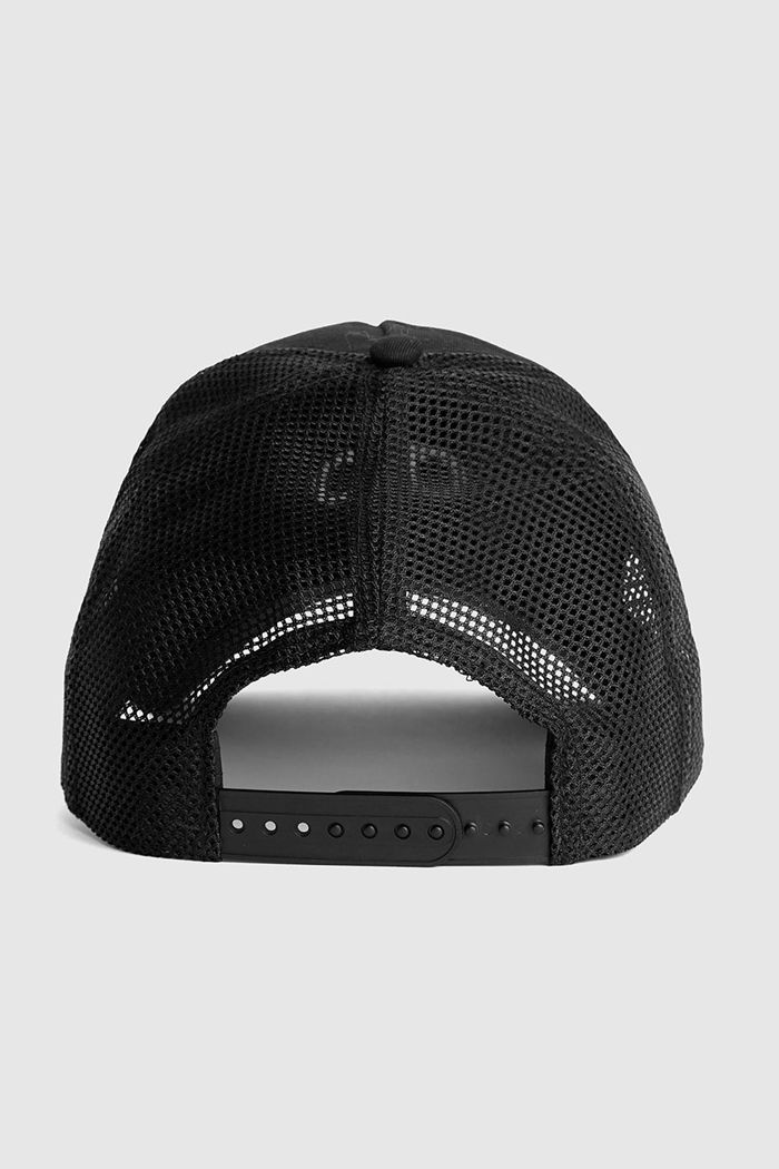 Alo Yoga District Trucker Men's Hats Black White | 36CIQHFPV