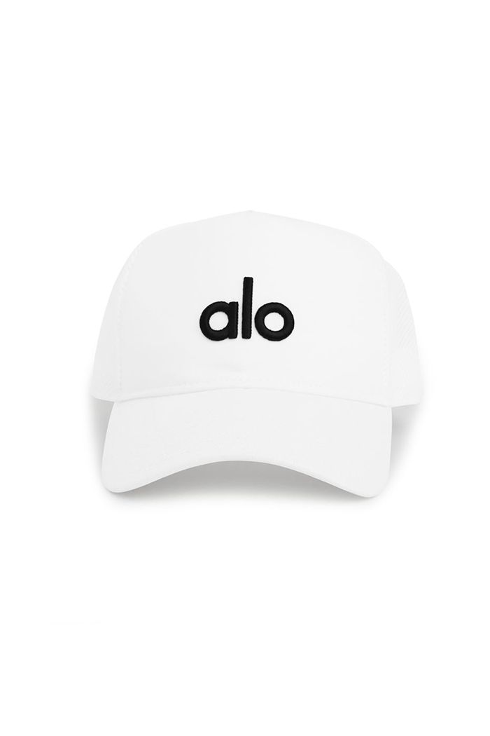 Alo Yoga District Trucker Men's Hats White | 54IHAWDXY