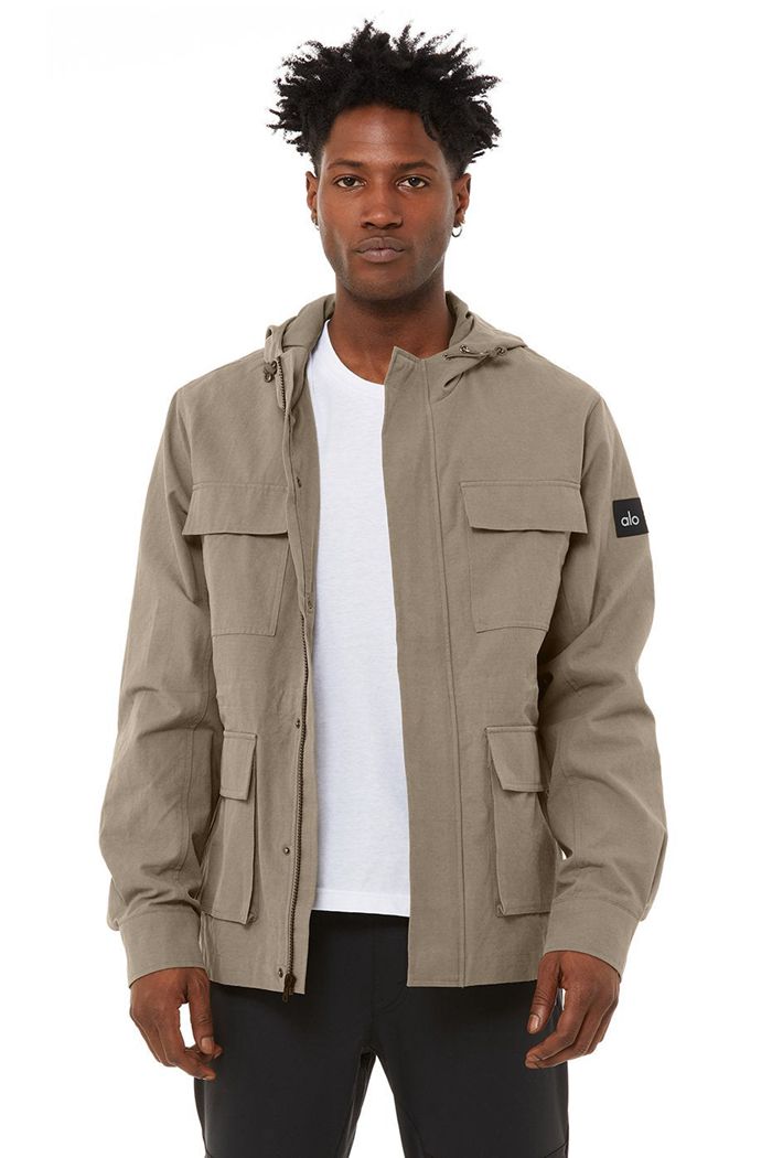 Alo Yoga Division Field Men's Jackets Olive | 01ROMTFZG