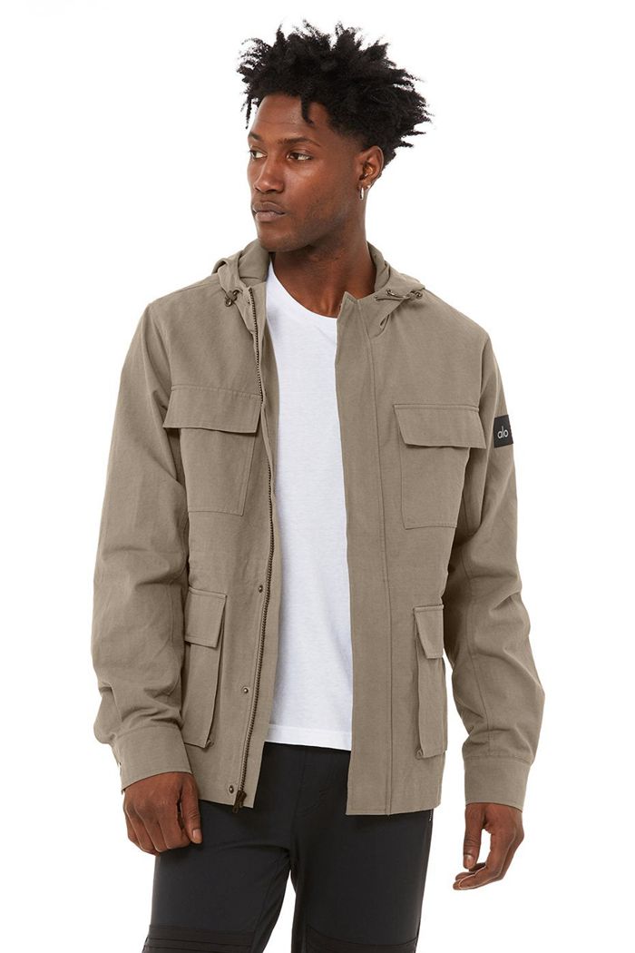 Alo Yoga Division Field Men's Jackets Olive | 01ROMTFZG