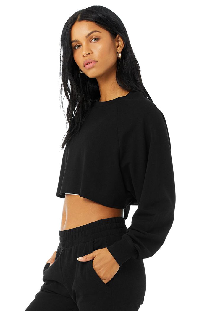 Alo Yoga Double Take Women's Pullover Black | 71VZLTFMA