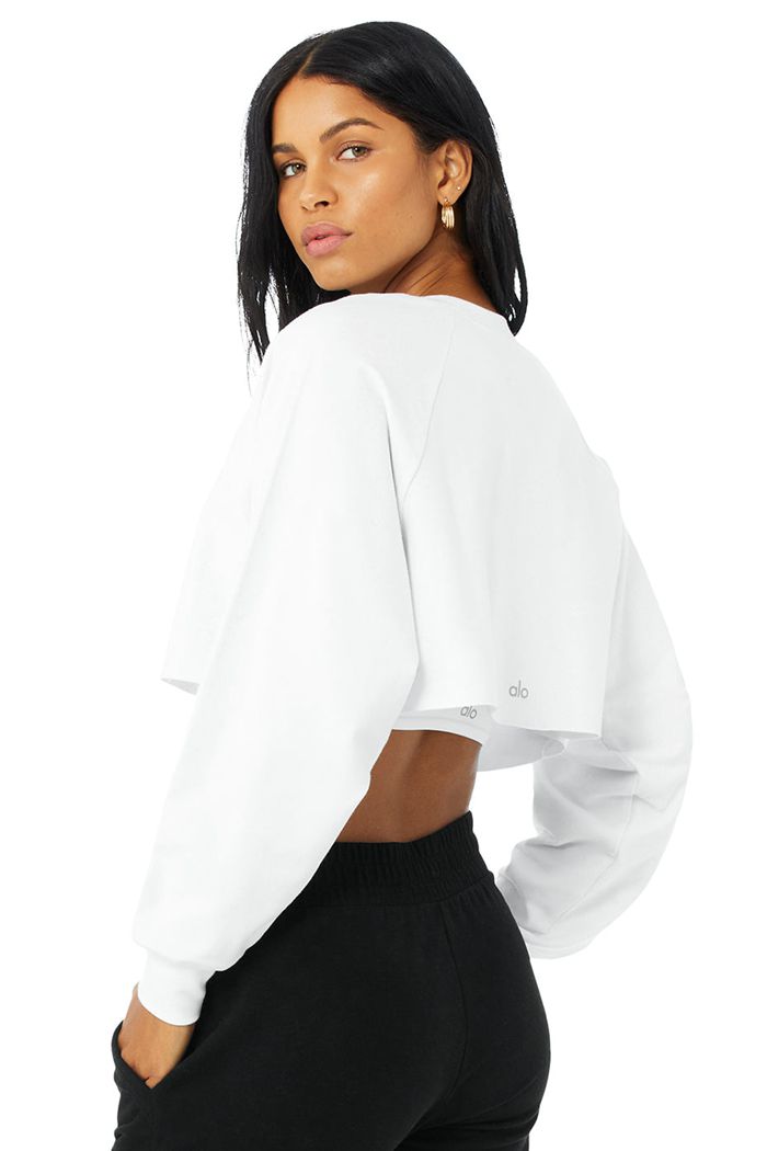 Alo Yoga Double Take Women's Pullover White | 40LCEUGPX