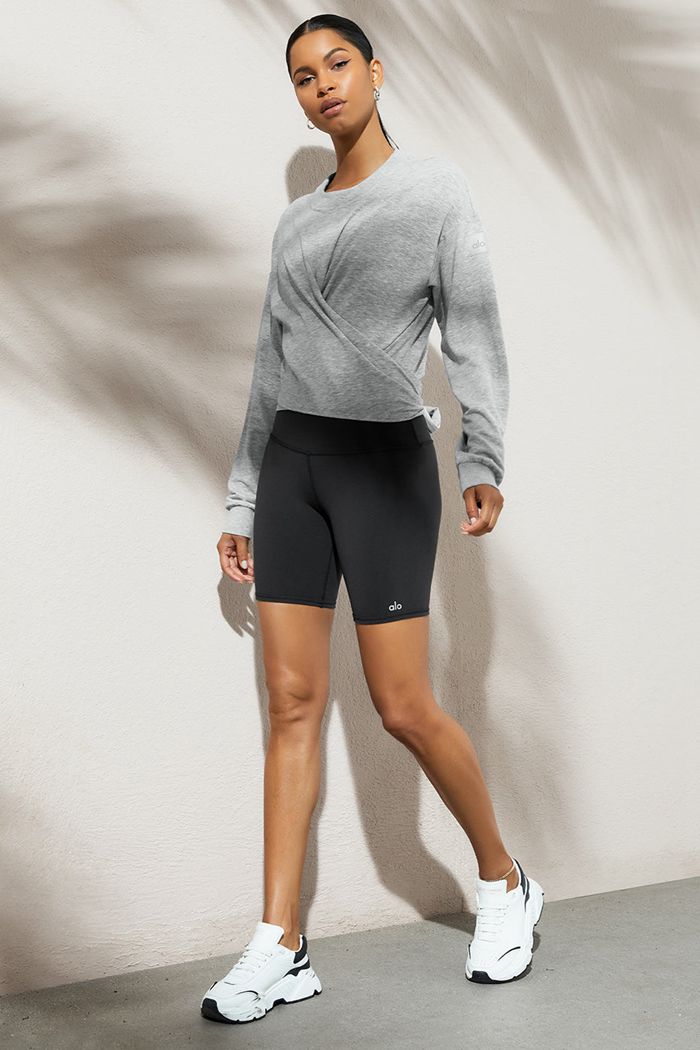 Alo Yoga Dreamy Wrap Women's Pullover Grey | 60ADPIBHE