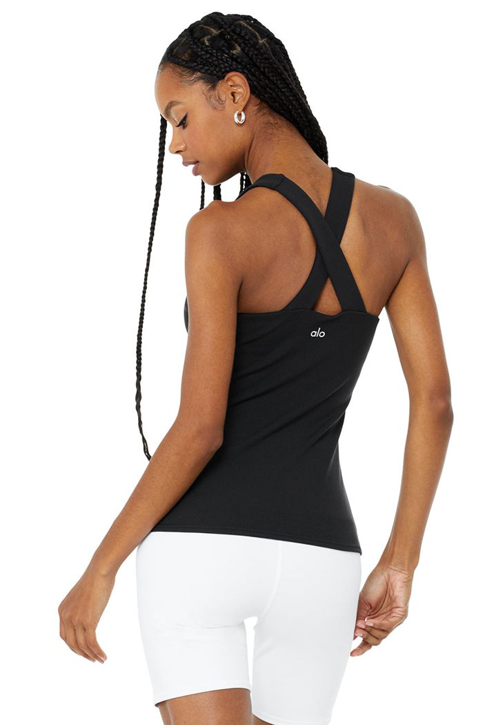 Alo Yoga Elevate Women's Tank Tops Black | 12WLEATUP