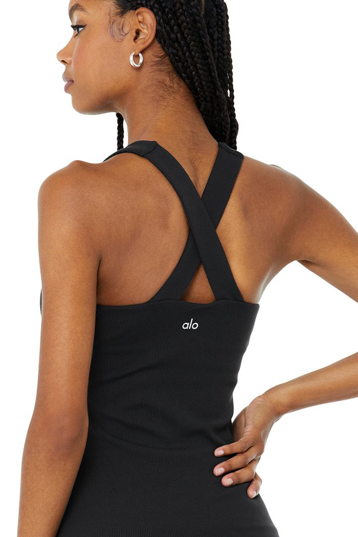 Alo Yoga Elevate Women's Tank Tops Black | 12WLEATUP