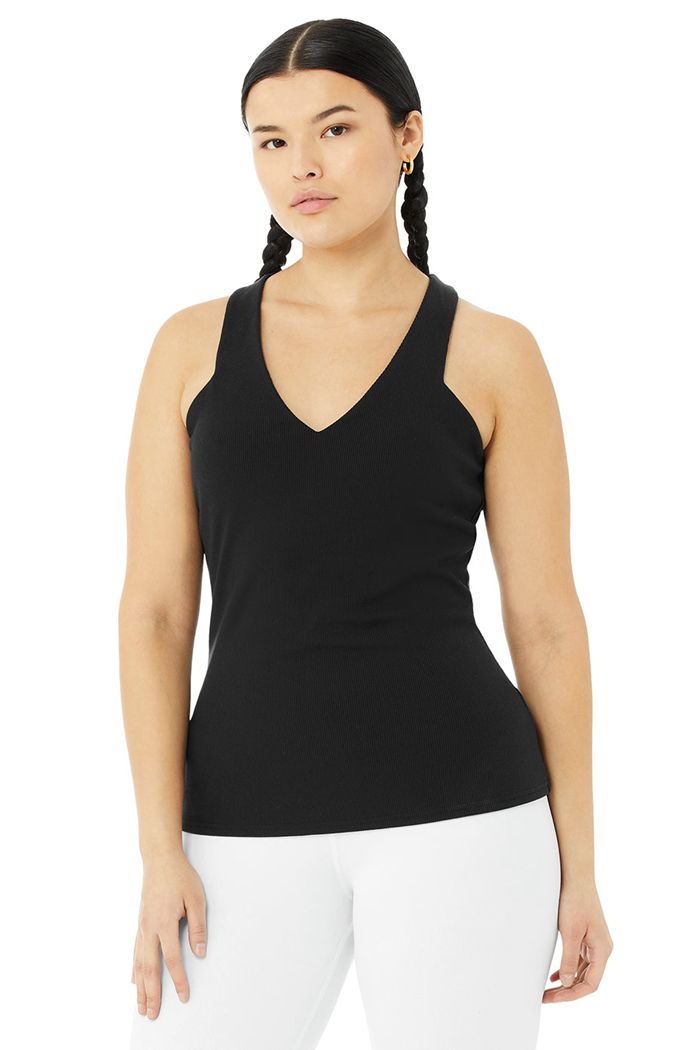 Alo Yoga Elevate Women's Tank Tops Black | 12WLEATUP