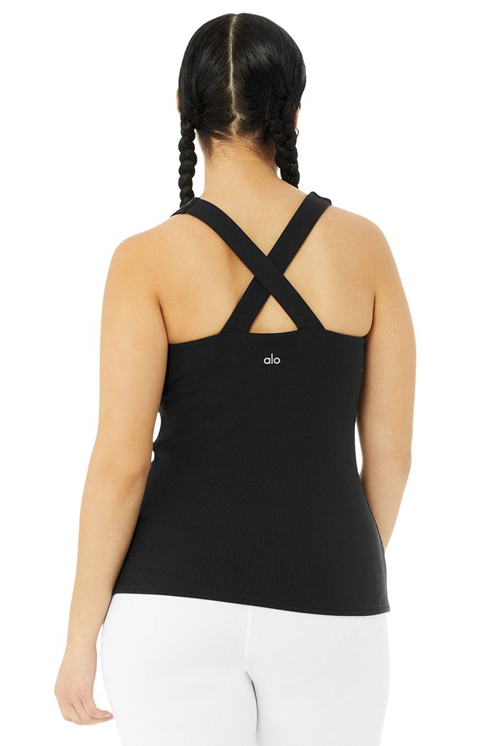 Alo Yoga Elevate Women's Tank Tops Black | 12WLEATUP