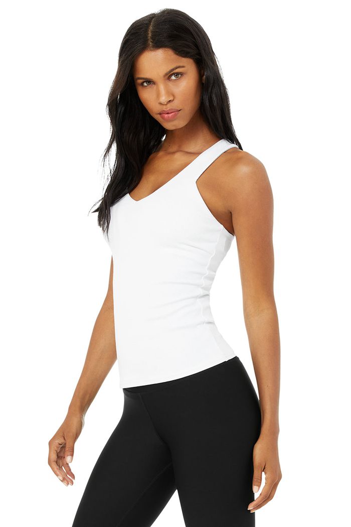 Alo Yoga Elevate Women's Tank Tops White | 39RWMAIFH