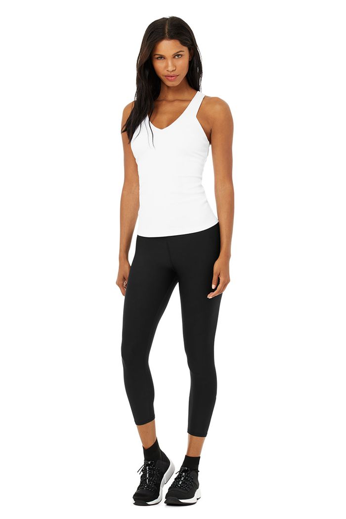 Alo Yoga Elevate Women's Tank Tops White | 39RWMAIFH