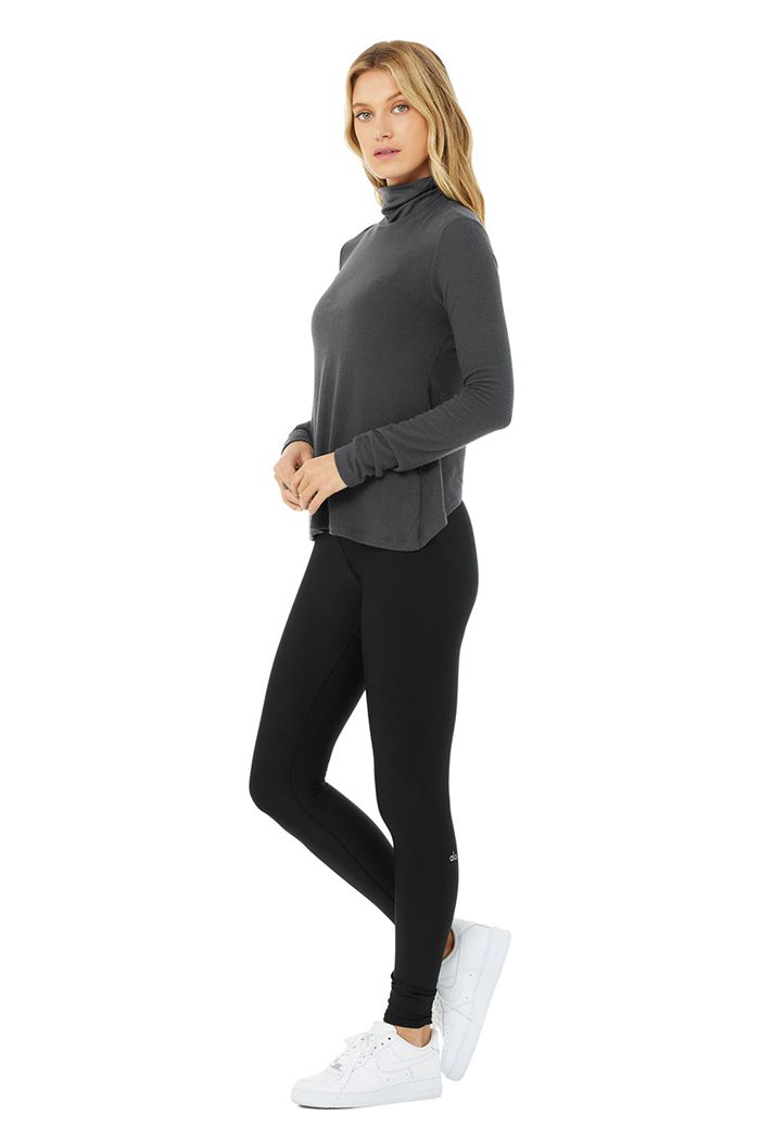 Alo Yoga Embrace Women's Long Sleeve Dark Grey | 69HJVLSYT