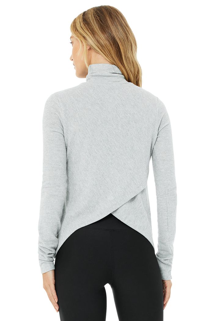 Alo Yoga Embrace Women's Long Sleeve Grey | 30NJFSROI