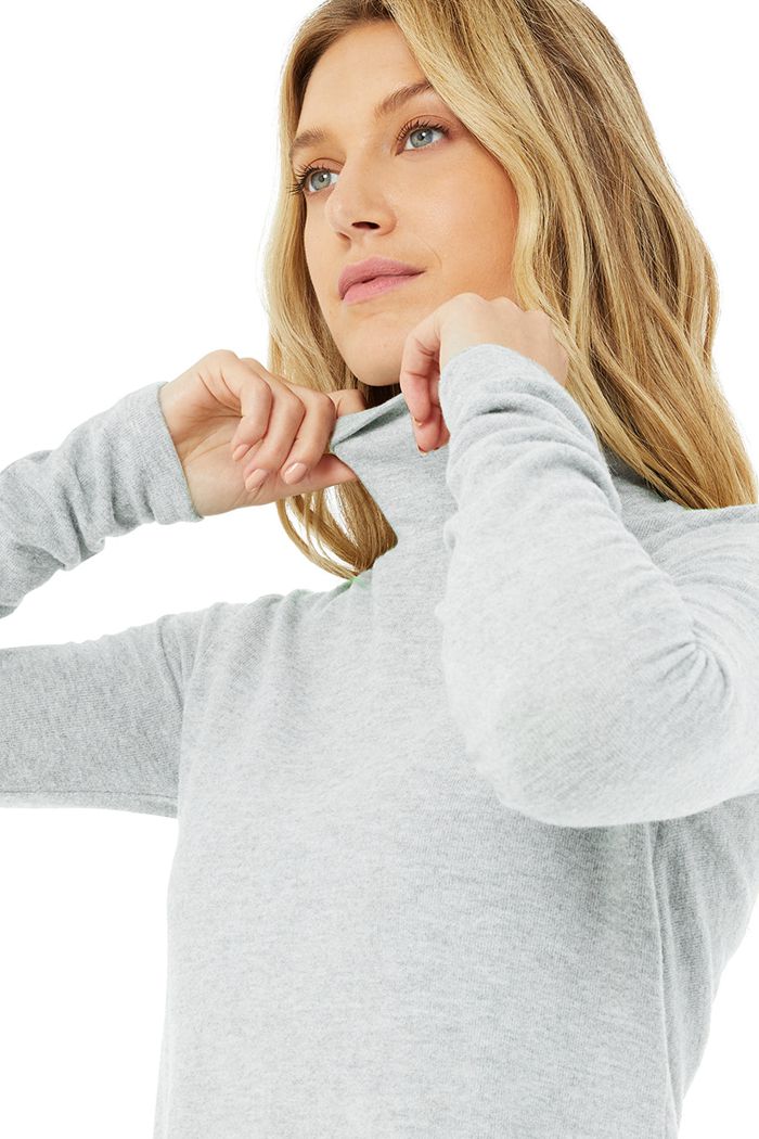 Alo Yoga Embrace Women's Long Sleeve Grey | 30NJFSROI