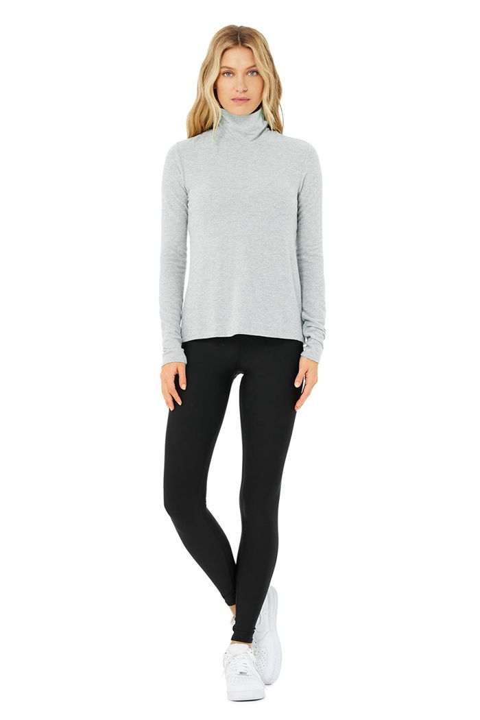 Alo Yoga Embrace Women's Long Sleeve Grey | 30NJFSROI