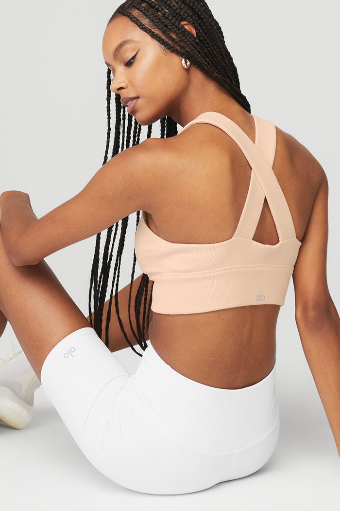 Alo Yoga Emulate Women's Bras Beige | 27EVAKLIQ