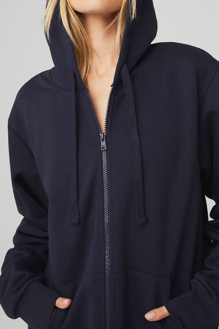 Alo Yoga Everyday Full Zip Women's Hoodie Black | 04XTNCHUI