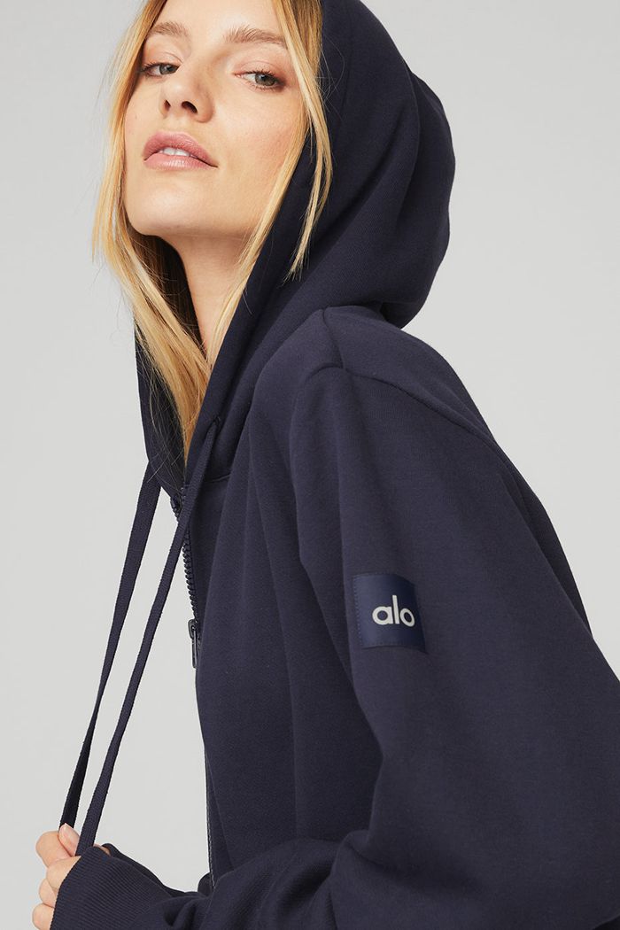 Alo Yoga Everyday Full Zip Women's Hoodie Black | 04XTNCHUI