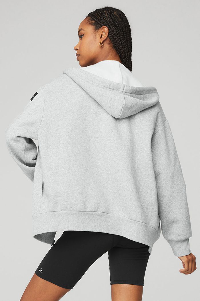 Alo Yoga Everyday Full Zip Women's Hoodie Grey | 50EFUWDVJ