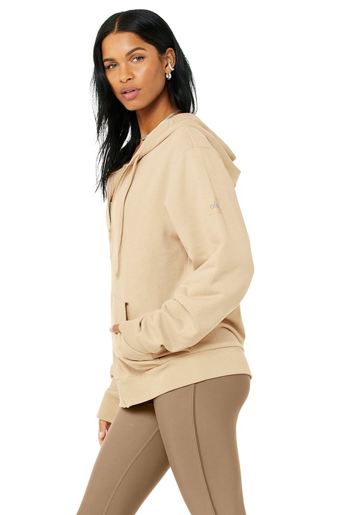 Alo Yoga Everyday Full Zip Women's Hoodie Brown | 69CPASBWN