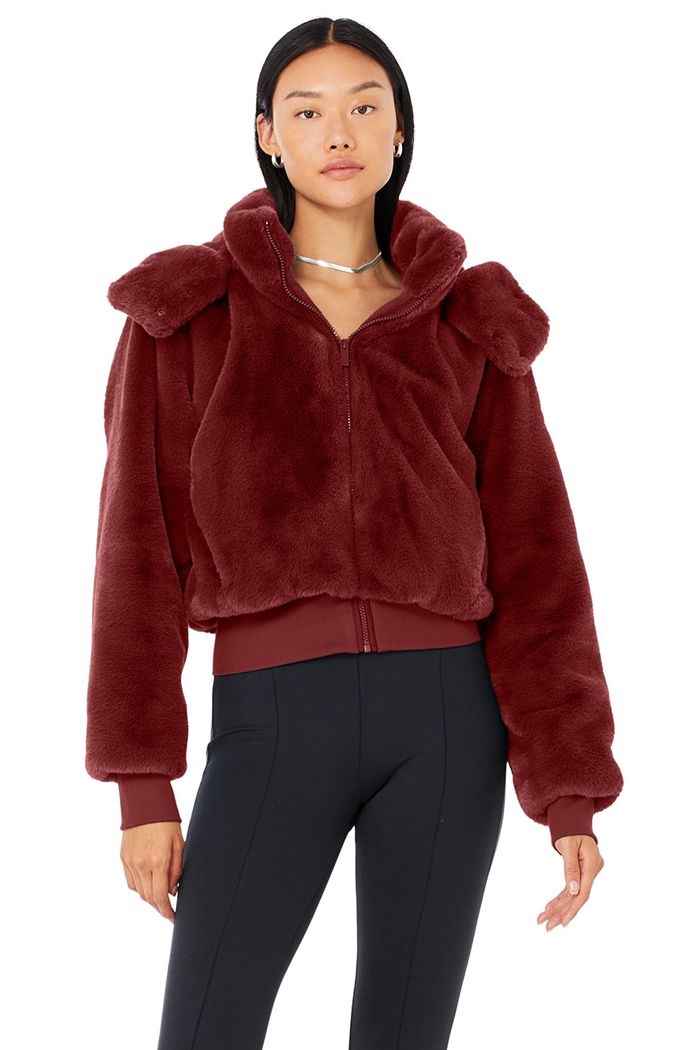 Alo Yoga Faux Fur Foxy Women\'s Jackets Red | 59LDORVCJ