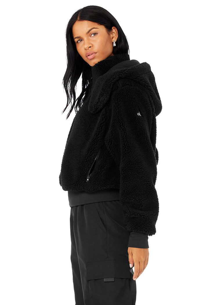 Alo Yoga Foxy Sherpa Women's Jackets Black | 90BLKXSZD