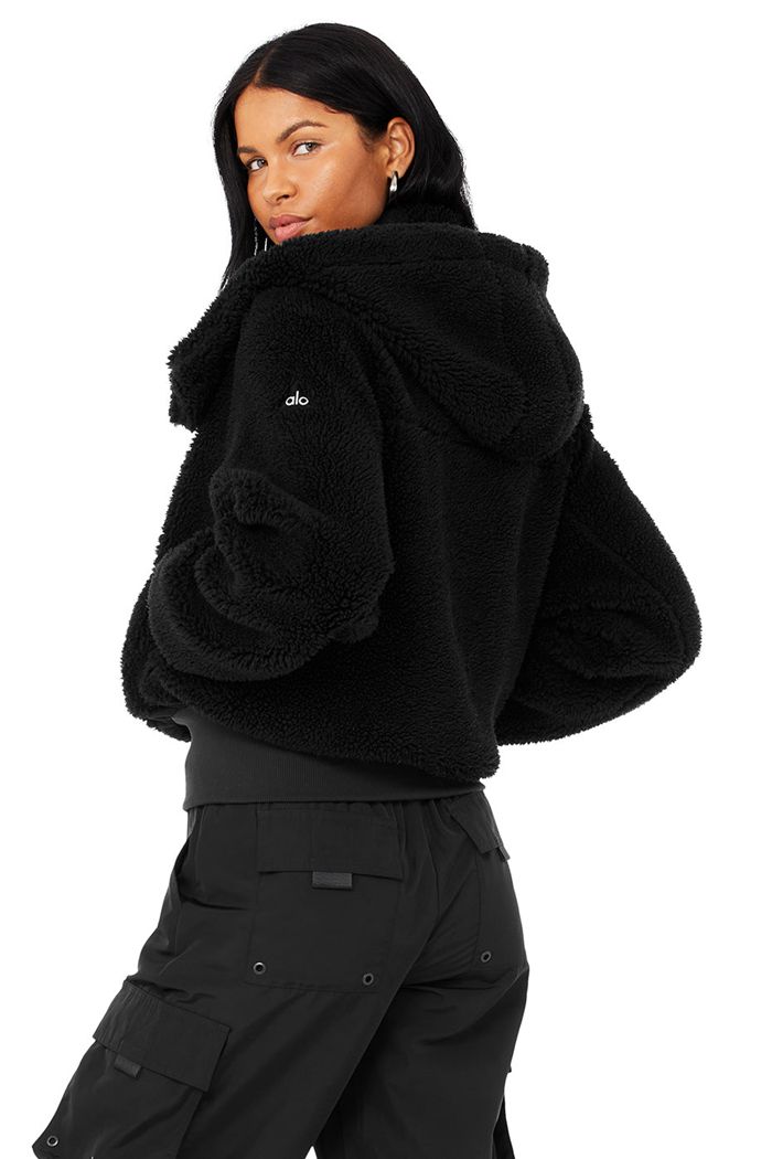 Alo Yoga Foxy Sherpa Women's Jackets Black | 90BLKXSZD