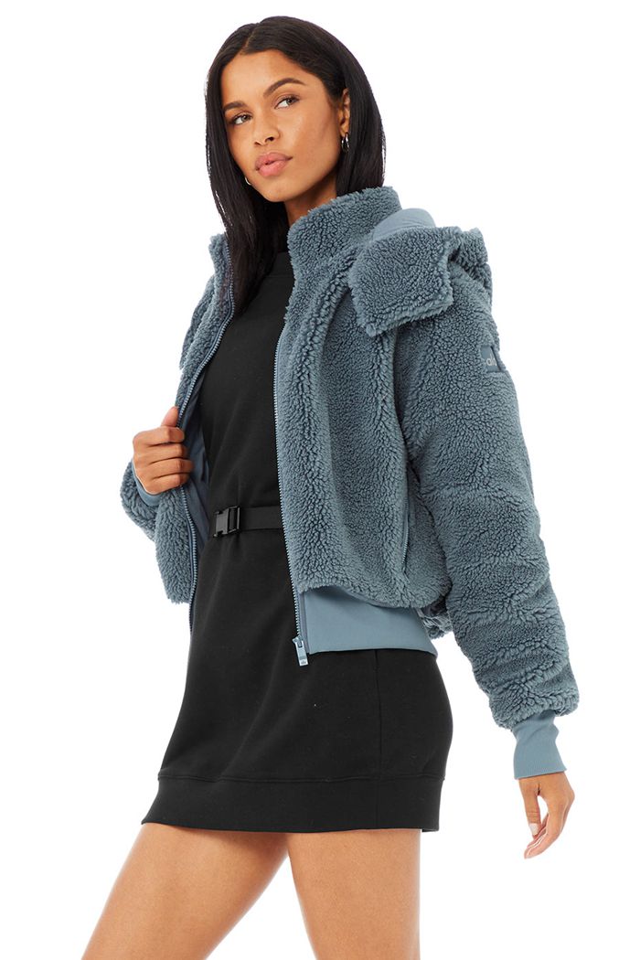 Alo Yoga Foxy Sherpa Women's Jackets Grey | 35KSHOEJB