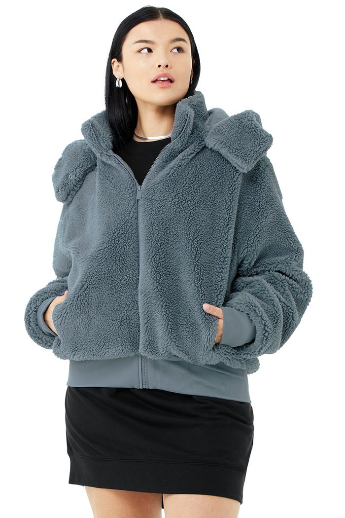 Alo Yoga Foxy Sherpa Women's Jackets Grey | 35KSHOEJB