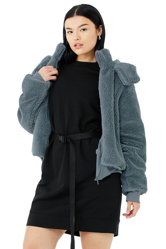 Alo Yoga Foxy Sherpa Women's Jackets Grey | 35KSHOEJB