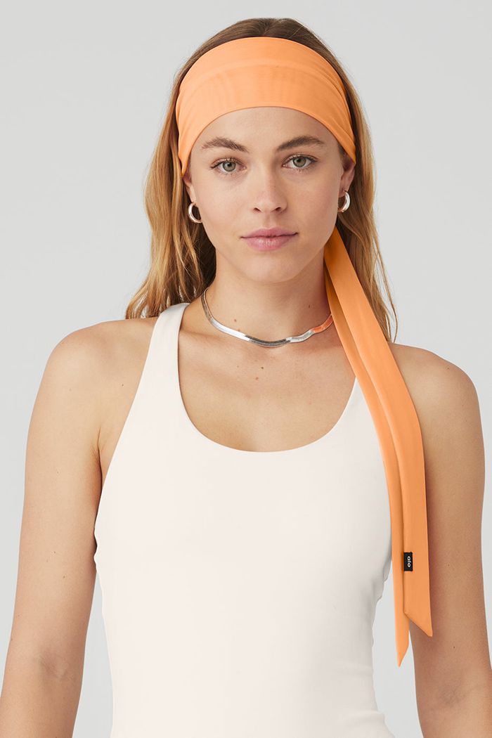 Alo Yoga Fresh Mesh Tie Women's Headband Orange | 26IQGMKEX