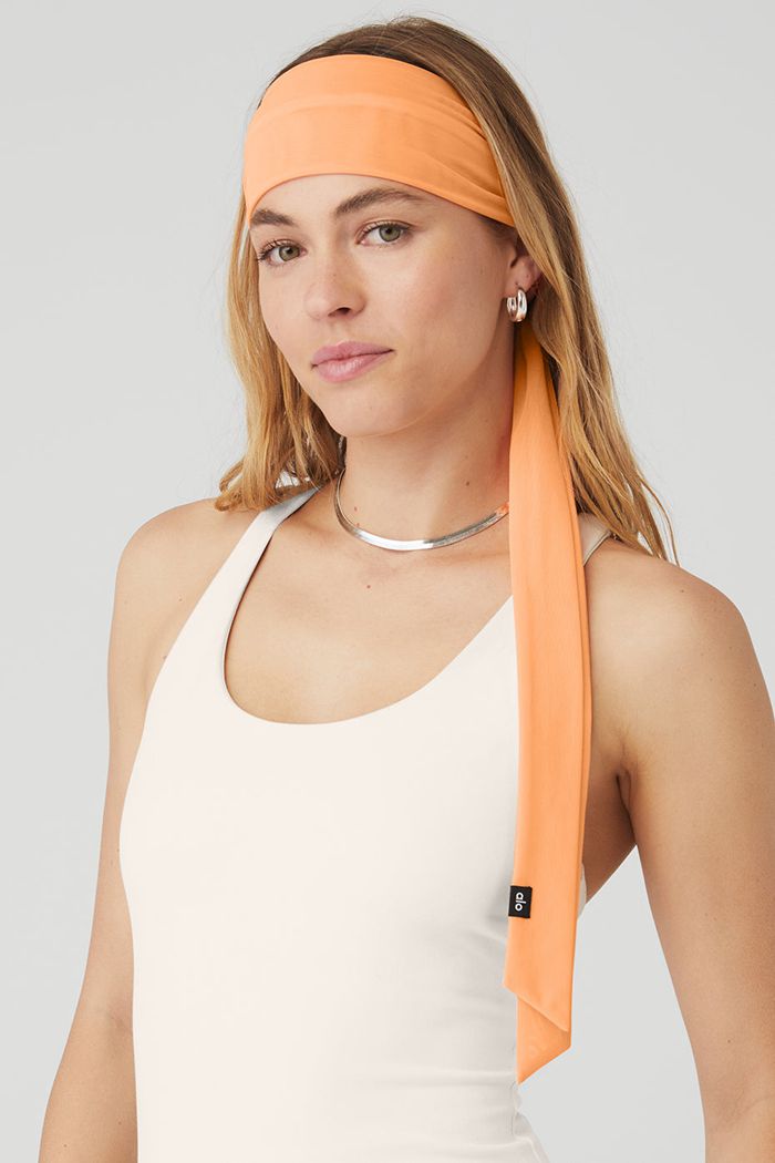 Alo Yoga Fresh Mesh Tie Women's Headband Orange | 26IQGMKEX