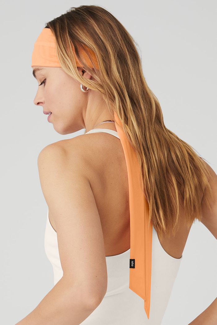 Alo Yoga Fresh Mesh Tie Women's Headband Orange | 26IQGMKEX