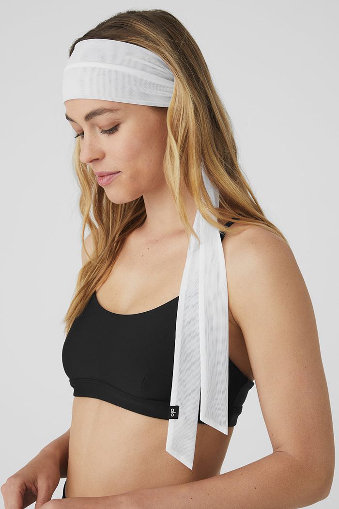 Alo Yoga Fresh Mesh Tie Women's Headband White | 26UJYVLMQ