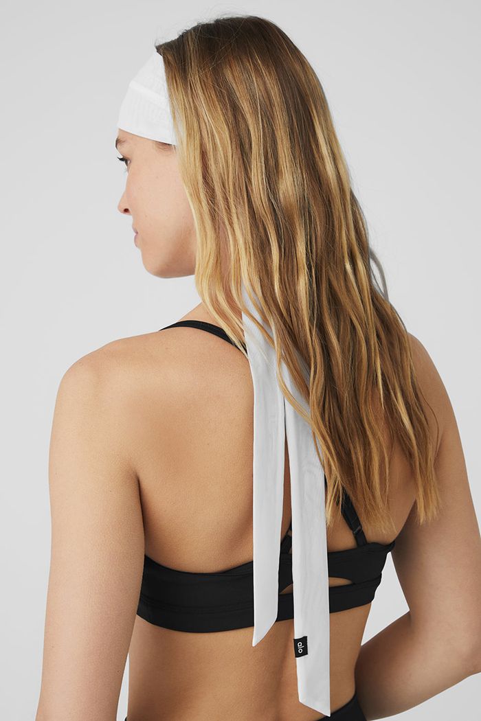 Alo Yoga Fresh Mesh Tie Women's Headband White | 26UJYVLMQ