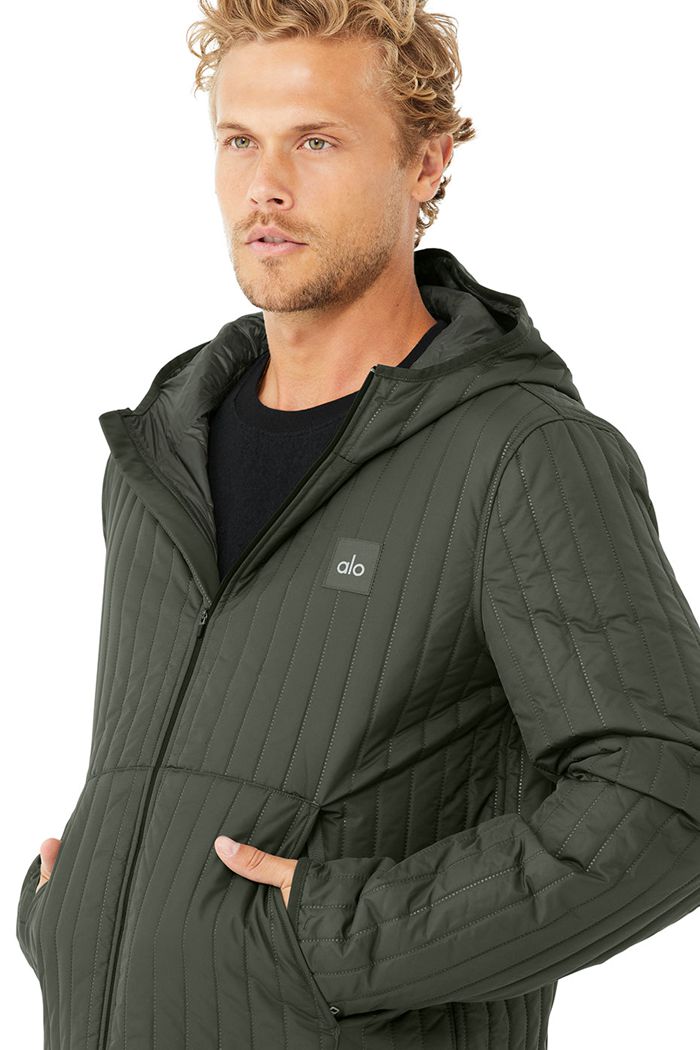 Alo Yoga Future Men's Jackets Dark Green | 21DRAYPTH