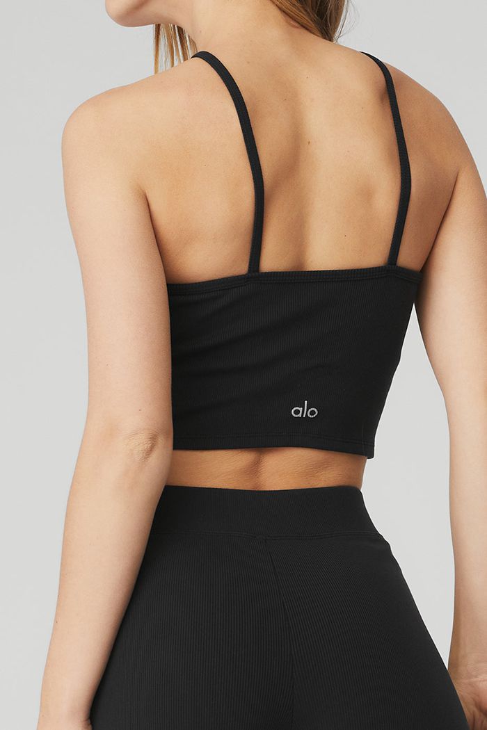 Alo Yoga Goddess Ribbed High-Waist Hot Women's Short Black | 03LACOTRY