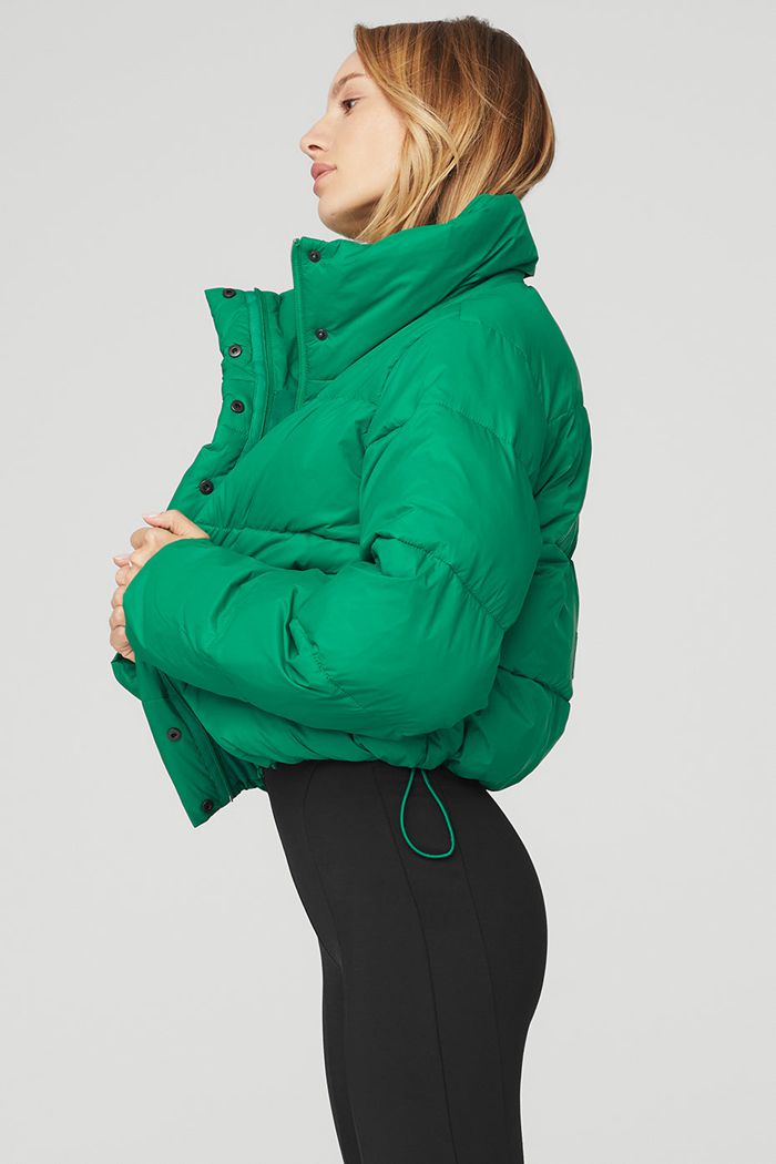 Alo Yoga Gold Rush Puffer Women's Jackets Green Turquoise | 23UCQSRBK