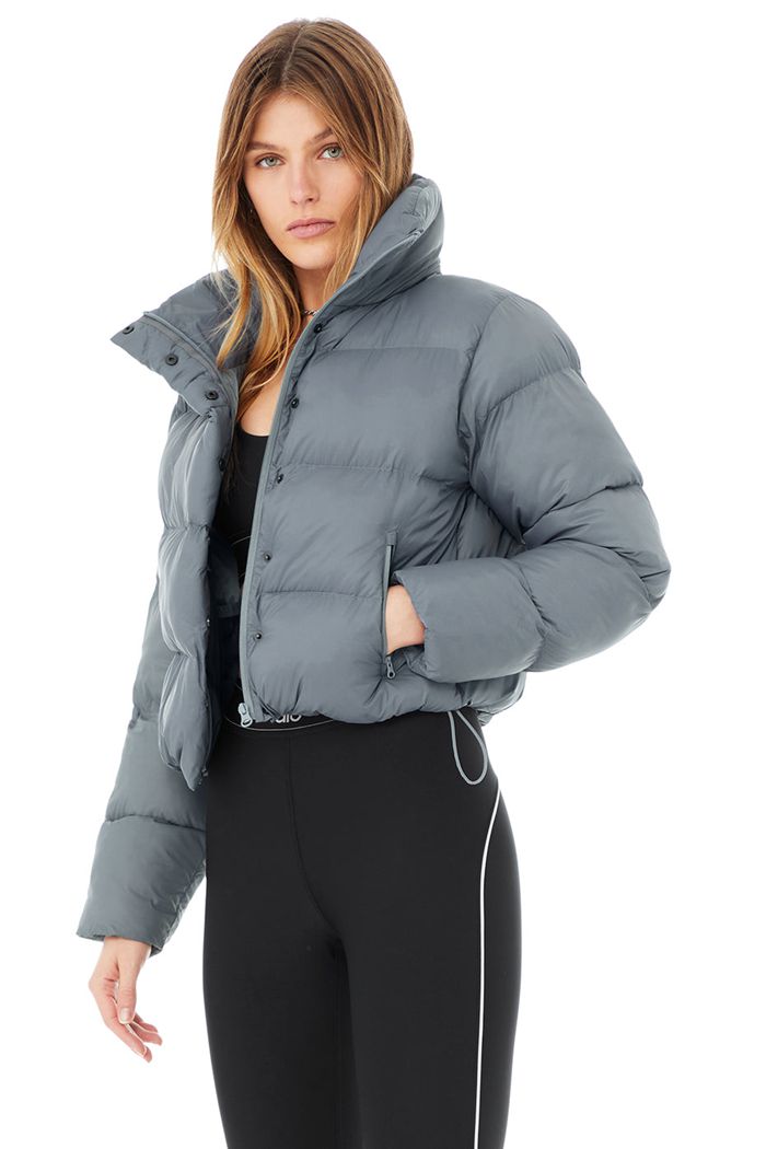 Alo Yoga Gold Rush Puffer Women's Jackets Grey | 43GRAYWSD