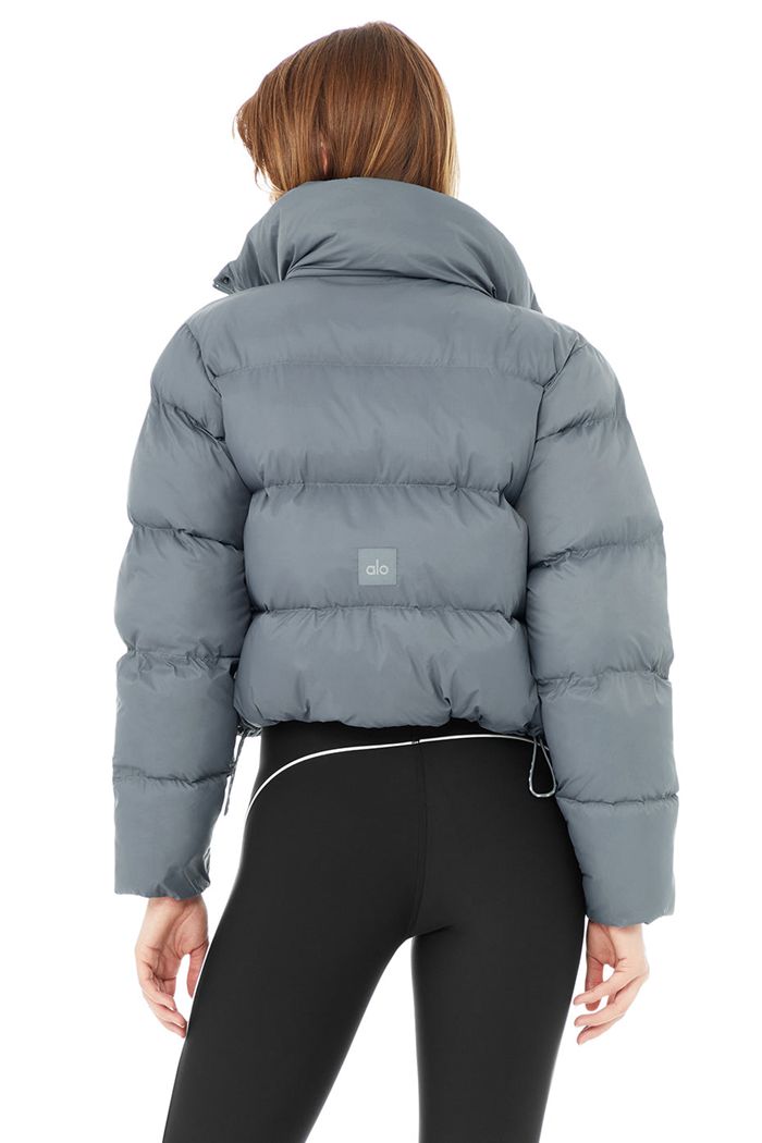 Alo Yoga Gold Rush Puffer Women's Jackets Grey | 43GRAYWSD