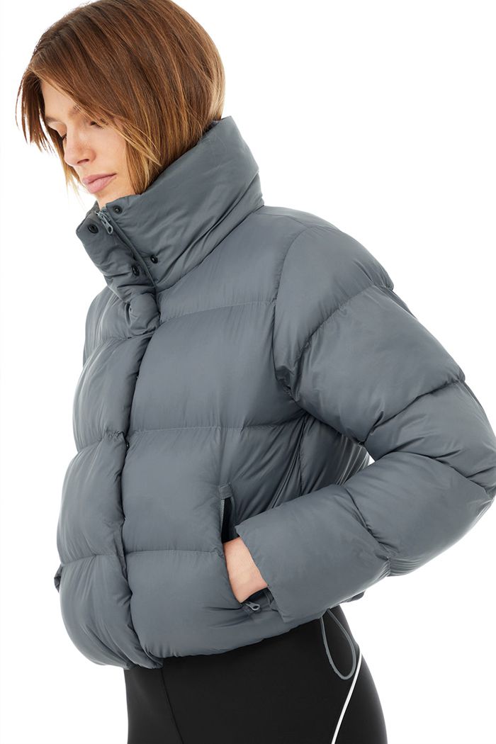 Alo Yoga Gold Rush Puffer Women's Jackets Grey | 43GRAYWSD