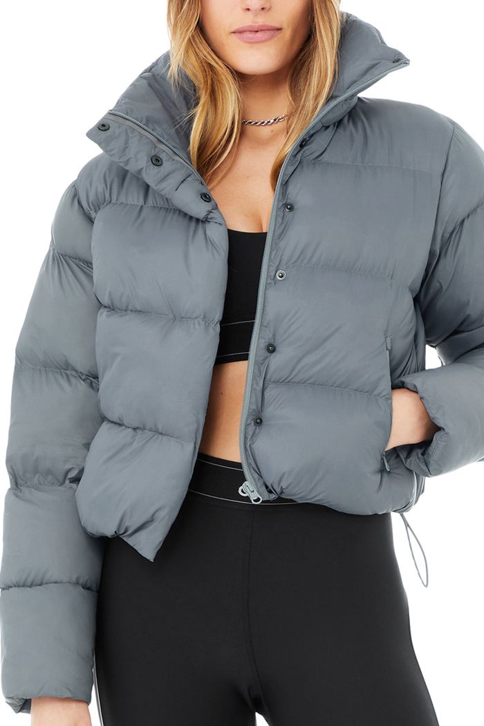 Alo Yoga Gold Rush Puffer Women's Jackets Grey | 43GRAYWSD