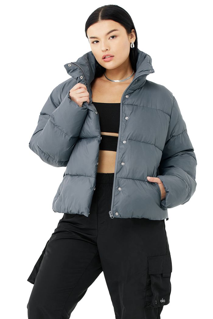 Alo Yoga Gold Rush Puffer Women's Jackets Grey | 43GRAYWSD