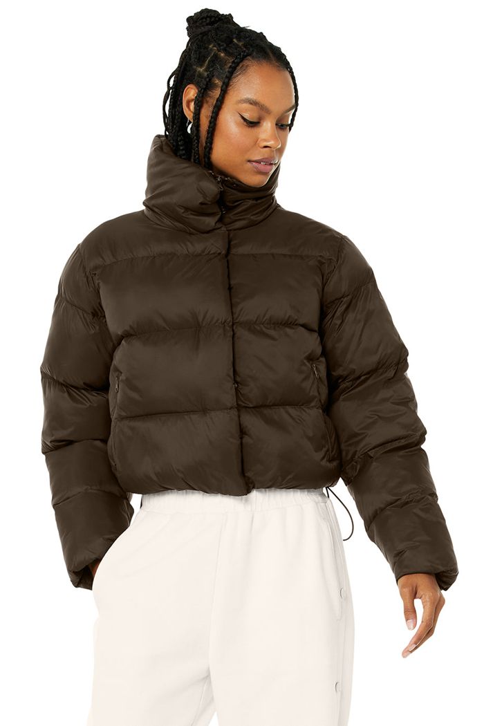 Alo Yoga Gold Rush Puffer Women's Jackets Black | 45SVIZUKT